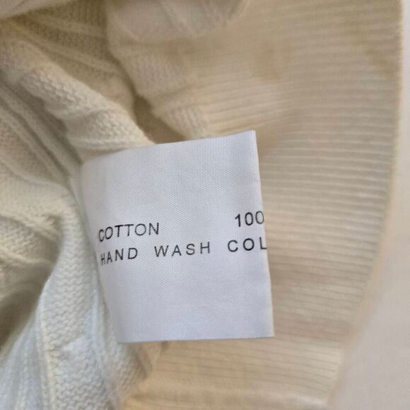 Astra Classic Womens White Cotton Cable Knit Full Zip Cardigan Sweater Small - Picture 11 of 12